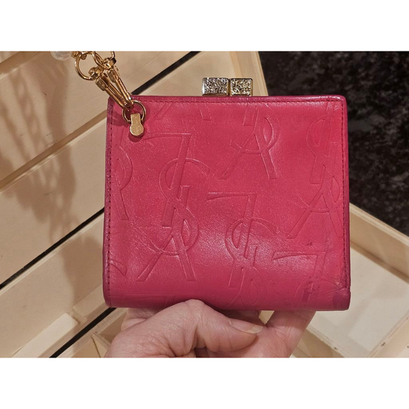 YSL Yves Saint Laurent Cassandra Lock Bi-Fold Wallet w/ Wristlet Strap Added - Picture 8 of 17